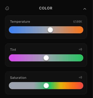 Color adjustment sliders